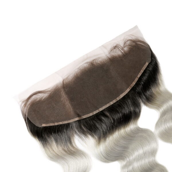 13X4 Black Root /Grey Color  Virgin Hair Body Wave Lace Frontal - Image 6